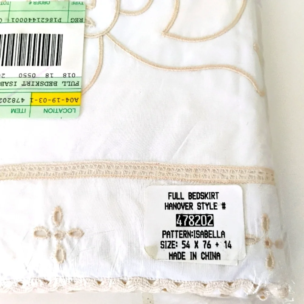 NOS Full/Queen Embroidered/Cutwork Duvet; FULL Bedskirt; STD Shams (2)